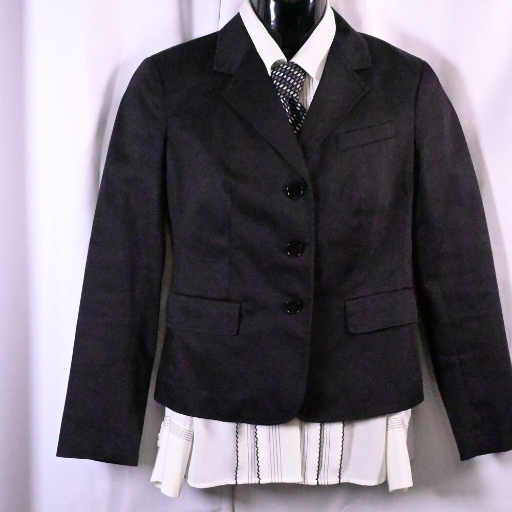 Talbots Black Cropped Blazer Jacket 3 Button Womens 6